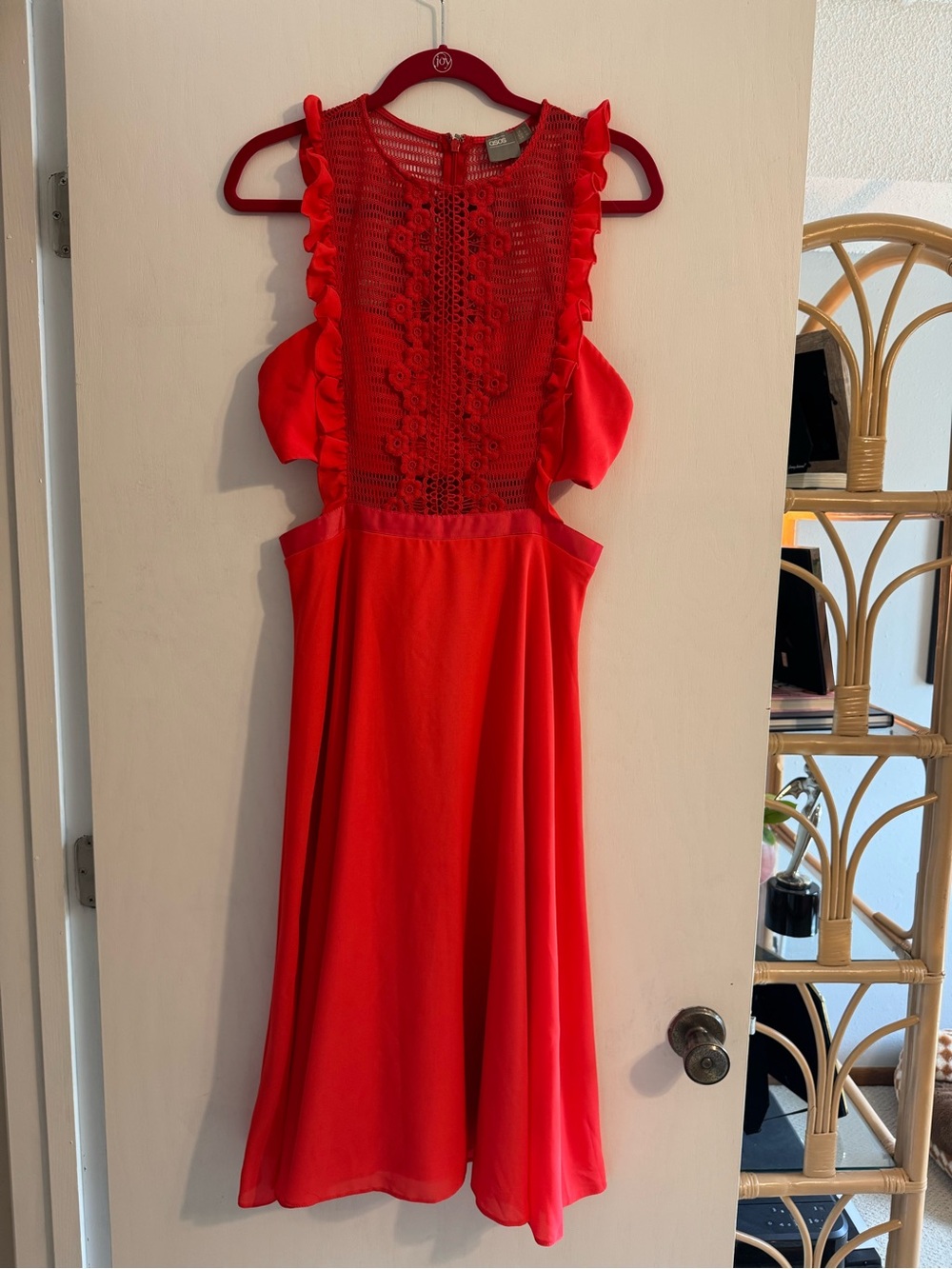 ASOS Fuschia Lace and Cut Out Formal Midi Dress size 10
